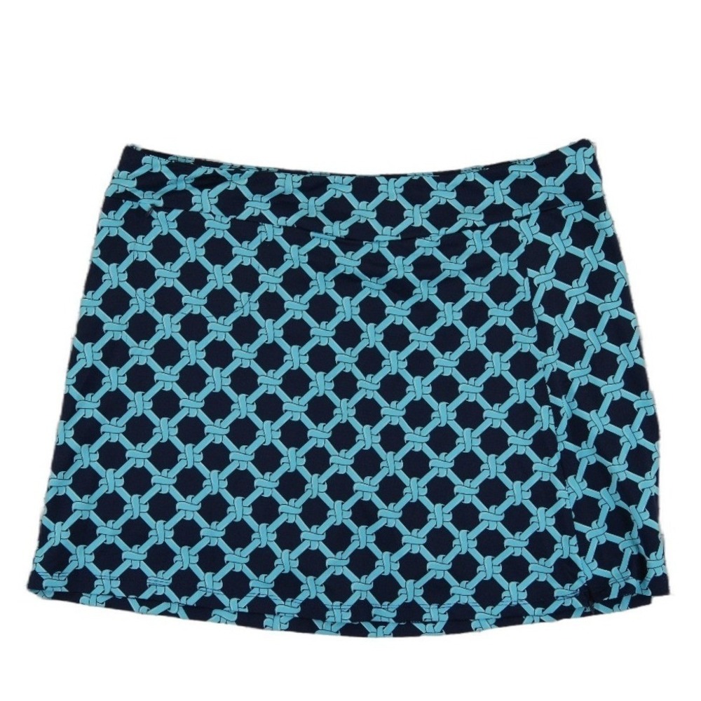 Lulu-B Skort Women's Size XL Navy Blue Turquoise Geometric Rope Golf Tennis
